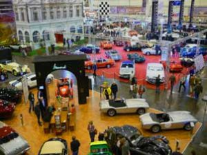 Elaborately furnished exhibits at Techno Classica in Essen, Germany
